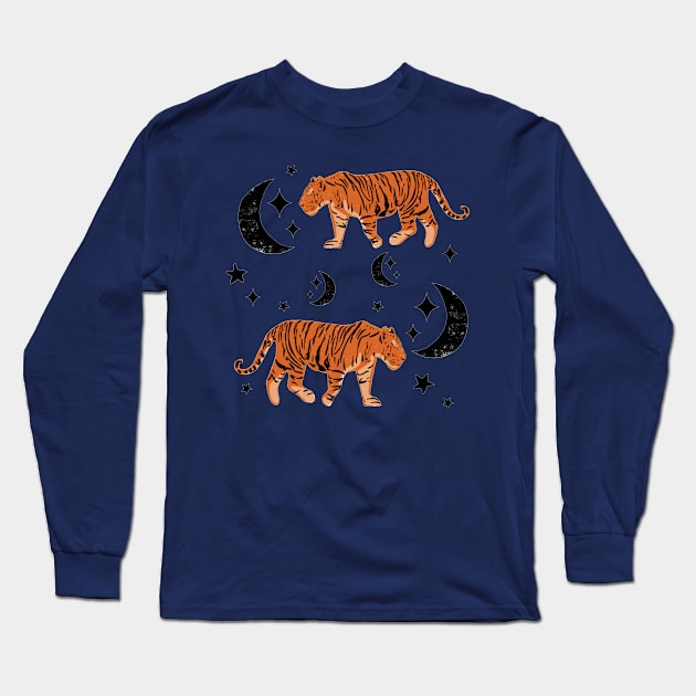 Tiger Moon Long Sleeve T-Shirt by bruxamagica